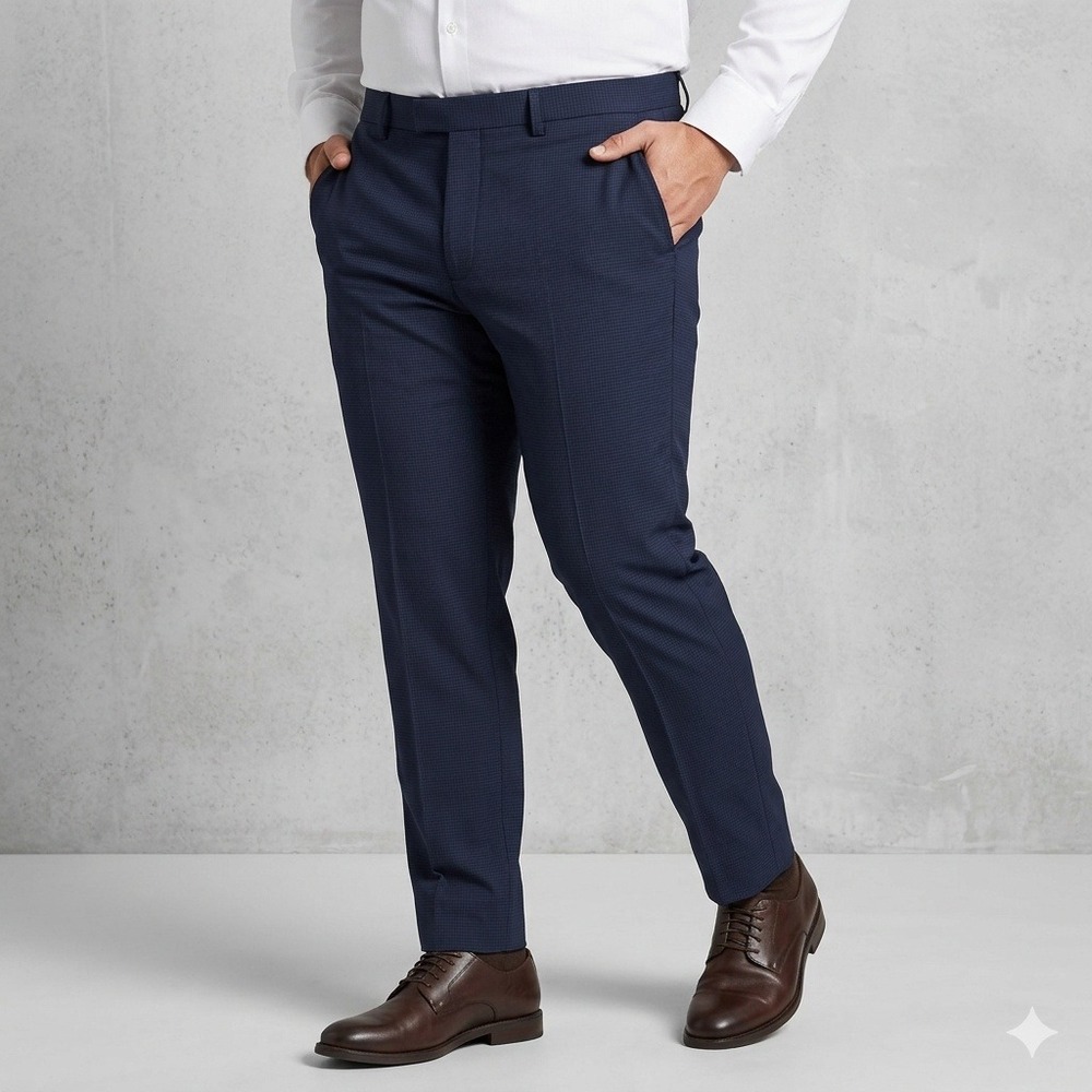 Banana Republic Slim Fit Dress Pants (Micro-Check Pattern) Navy Blue‎ 36x32